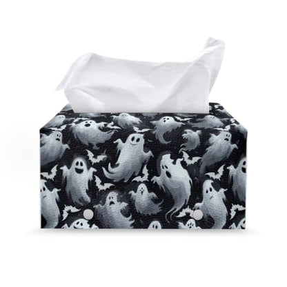 Ghost Bat Pu Leather Tissue Box Cover Modern Rectangular Tissue Box Tissue Box Cover Holder for Bathroom Living Room Bedroom Vanity Countertop Night Stands Office Desk - color: Ghost Bat5