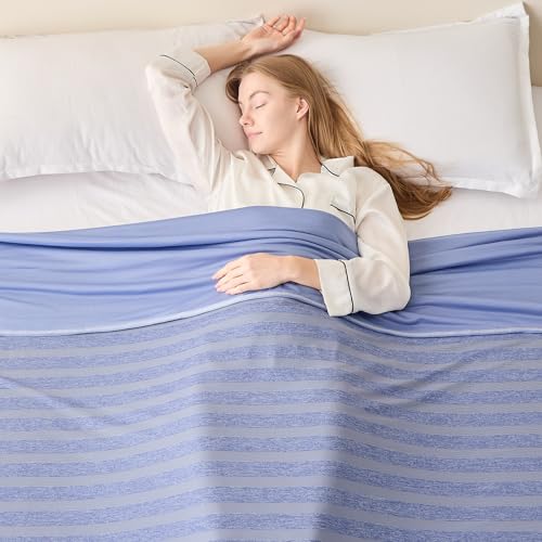 EMME Cooling Blankets for Hot Sleepers, Summer Blanket Twin/Full Size for Bed, Thin Lightweight Throw Blanket for Couch, Double-Sided Keep Body Cool, Blue Cold Sheet Night Sweats - color: 02- Blue, size: Twin(60"x 80")