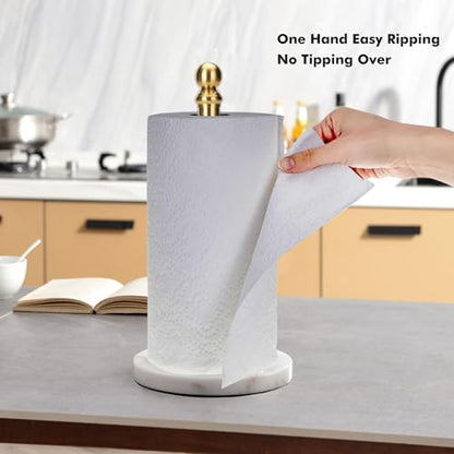 Exilon Gold Paper Towel Holder Countertop, Standing Paper Towel Roll Holder for Kitchen Bathroom, with Weighted Base for One-Handed Operation - color: Gold