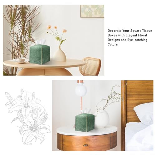 Tissue Box Holder Cover Square Tissue Cube Cover PU Leather Tissue Organizer with Bottom Belt for Bathroom, Tabletop, Kitchen, Night Stands, Office, Home, Car (1, VibrantGreen) - color: Vibrant Green