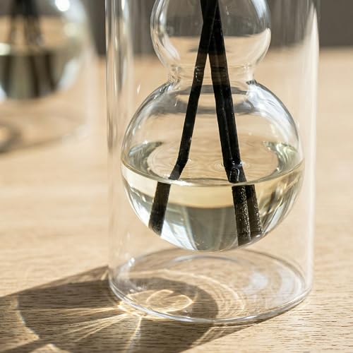 Reed Diffuser Bottles 2pcs/Set, Glass Gourd-Shaped Empty Diffuser Bottle with 15 Reed Sticks for DIY Aromatherapy, Home Fragrance Decor