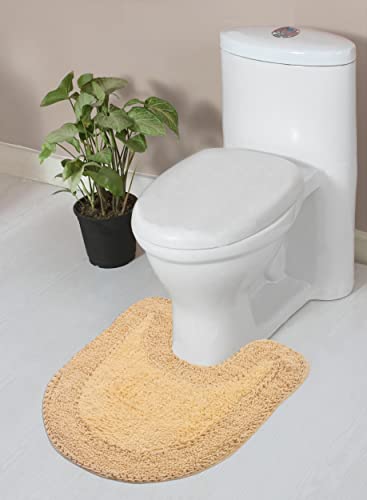 Home Weavers Double Ruffle Collection 100% Cotton Bathroom Rugs Set, Washable Rug, Extra Soft and Absorbent Bath Rug, Kitchen Mat, Bath Mat Set, Bath Floor Mat Non Slip, 20"x20" Contour, Yellow - color: Yellow, size: 1'8" x 1'8" (Contour)