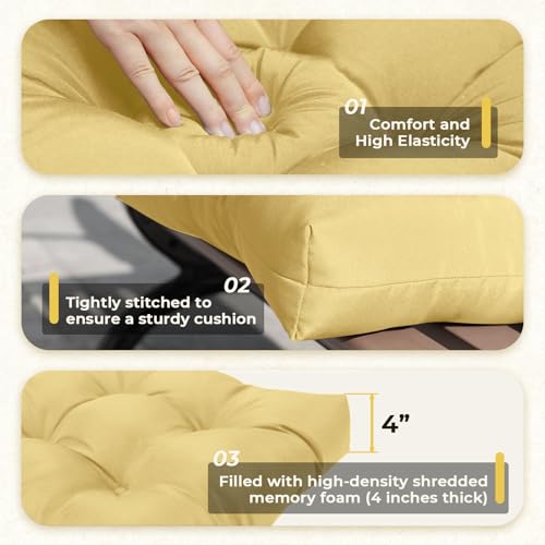 All Weather Wicker Chair Cushions of 3 Pieces, Waterproof Outdoor Wicker Chair Cushion for Patio Furniture Loveseat Settee Bench, 1 Loveseat and 2 U-Shaped Thickened Cushions, Khaki - color: Khaki