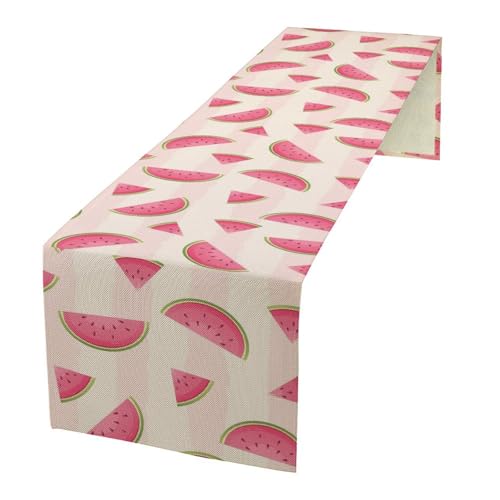Fruits Table Runner, Tasty Summer Fruit Watermelon Stripes Fun Art Print Table Runner for Kitchen Dining Party Holiday Home 13x36in - color: Fruit-1, size: 13x36in