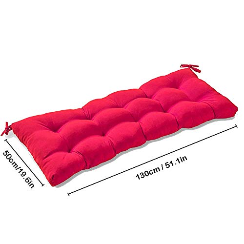 Indoor/Outdoor Bench Cushion Cotton Garden Furniture Loveseat Cushion, 51.2"x19.7" Patio Wicker Seat Cushions for Lounger Garden Furniture Patio Lounger Bench (Red) - color: Red