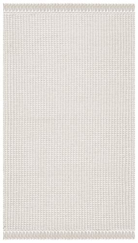 SAFAVIEH Montauk Collection Accent Rug - 2'3" x 4', Ivory & Grey, Handmade Flat Weave Boho Farmhouse Cotton Tassel Fringe, Ideal for High Traffic Areas in Entryway, Living Room, Bedroom (MTK340A) - color: Ivory/Grey, size: 2'3" x 4' (Rectangular)