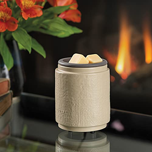 CANDLE WARMERS ETC. Wax Melt Fragrance Warmer for Scented Wax Melts, Cubes, Tarts with Silicone Dish Top|Natural Linen Cream Ceramic - style: Natural Linen