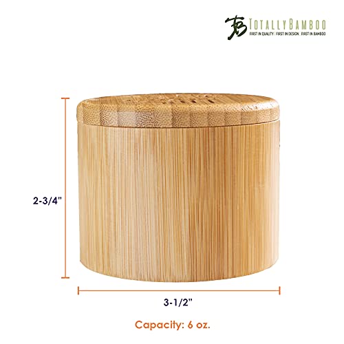 Totally Bamboo Salt Cellar Bamboo Storage Box with Magnetic Swivel Lid, 6 Ounce Capacity, "Take Life with a Grain of Salt" Engraved on Lid