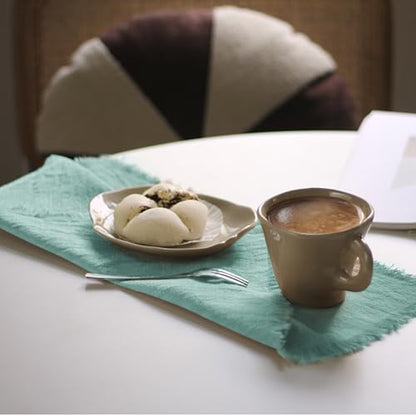 Handmade Cloth Napkins 100% Cotton Napkins with Fringe，Delicate Handmade Cloth Napkins for Dinners, Parties, Weddings and More，18 x 18 Inch Set of 4 - Turquoise - color: Turquoise