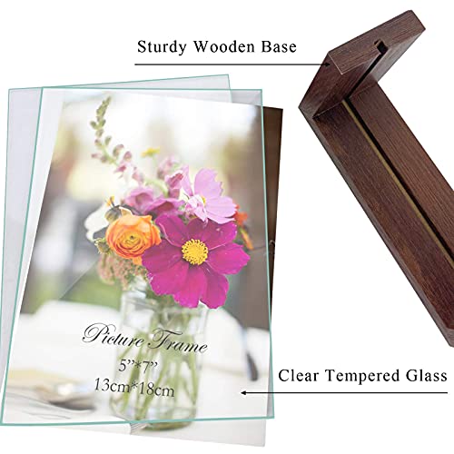RLAVBL 5x7 Picture Frame Set of 2, Rustic Glass Photo Frames with Base for Tabletop Display - size: 5x7