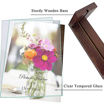 RLAVBL 5x7 Picture Frame Set of 2, Rustic Glass Photo Frames with Base for Tabletop Display - size: 5x7