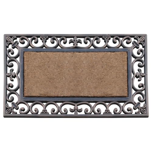 A1HC Natural Coir and Rubber Large Door Mat, 18" x 30", Thick Durable Doormats for Door Entrance, Heavy Duty, Thin Profile Door Mat, Easy to Clean,Long Lasting Front Door Entry Doormat - color: Rectangle Paisley Bronze