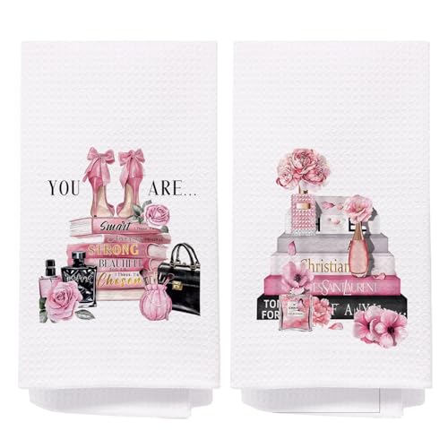 SPBL&L Pink and Black Bathroom Accessories - Set of 2, 16x24 inches Hand Towels for Women and Girly Bathrooms - color: Bathroom-you Are