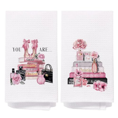 SPBL&L Pink and Black Bathroom Accessories - Set of 2, 16x24 inches Hand Towels for Women and Girly Bathrooms - color: Bathroom-you Are