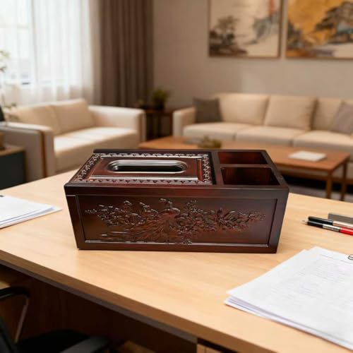 Wood Tissue Box Cover Rectangle Boxes Tissue Box Holder，with Storage，Decorative Tissue Cover for Bedroom, Dinner Table, Office, Tabletop W10 X D4.92 X H3.74 (B) - color: B