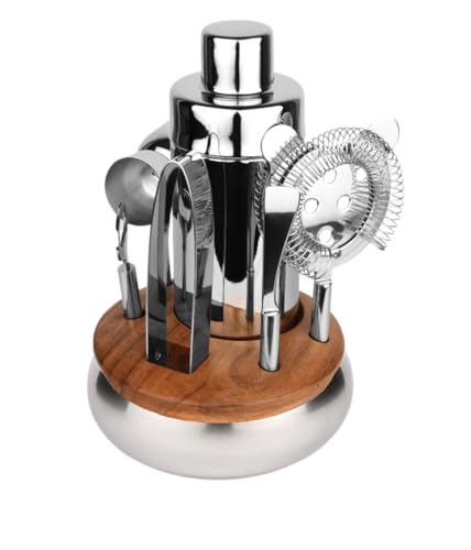 6-Piece Stainless Steel Cocktail Shaker with Stand Including 25 oz Shaker