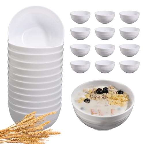 12 Pcs Unbreakable Cereal Bowls Set, 26 Oz Wheat Straw Bowls Set, Microwave & Dishwasher Safe Bowls for Kitchen, Reusable Plastic Bowls for Soup, BPA Free, White (NON-CERAMIC‌) - color: White