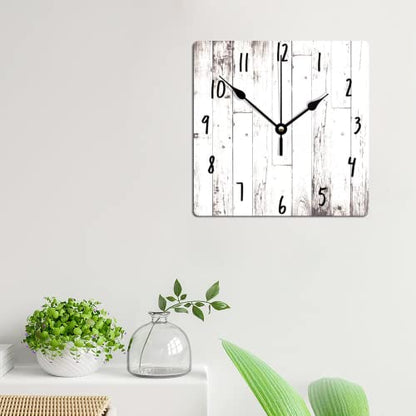 ArogGeld Shabby Chic White Wood Wall Clock Rustic Farmhouse Barn Square Wood Clock 10 Inch Silent Non-Ticking Wooden Wall Clocks Battery Operated Living Room Bedroom Kitchen Farmhouse Decor Birthday