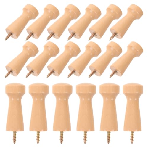 VICASKY 20pcs Wooden Peg Hooks for Home Use, Unfinished Wood Coat Rack Hooks with Screws, Multi-Purpose Rounded Bottom Design for Entryway Organization and DIY Wall Mounting