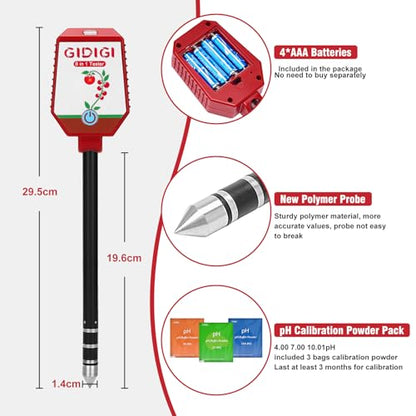 Soil Moisture Meter with App Control Digital Soil Test Kit for Plants pH Sunlight Intensity Fertility Low Price Soil pH Meter Thermometer Humidity Tester for Garden Lawn Farming