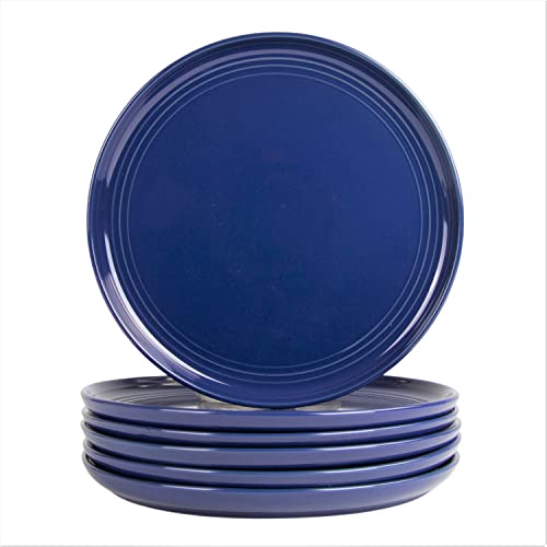 Double Line 10.5" Dinner Plate, Set of 6, Cobalt Blue - color: Cobalt Blue, size: Dinner Plate