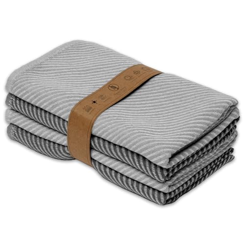 Ossano Decorative Dish Towels Set - 4 Pack, (20" x 30") - Decorative & Large - Versatile as, Kitchen Hand Towel, Dish Towels for Kitchen, Dishcloths, Kitchen Cloths, Gray and Anthracite Gray - color: Grey and Anthracite Gray