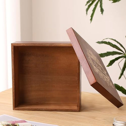 Personalized Wood Keepsake Box Custom Memory Box for Photos Jewelry Letters | Rustic Memento Storage Box for Wedding, Anniversary, Birthday, Christmas, Graduation & Bridesmaid Gifts, Customize Text - size: 5.9"L x 5.9"W x 3.9"H, style: Green Plant