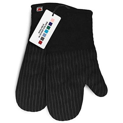 Silicone Oven Mitts - Black Set of 2-12.5" - Heat Resistant to 536 F / 280 C Kitchen Gloves - Professional Grade Protection Hot Cooking Baking - color: Black