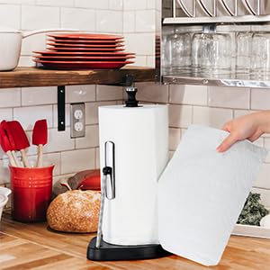 Dailyart Paper Towel Holder Countertop with One Hand Tear, Tension Arm - color: Matte Black