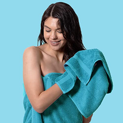 Chakir Turkish Linens 6 Piece Hand Towels, 100% Cotton Luxury Turkish Towels for Bathroom, Soft Absorbent Hand Towel Set, 16 x 30 Inches, Aqua - color: Aqua