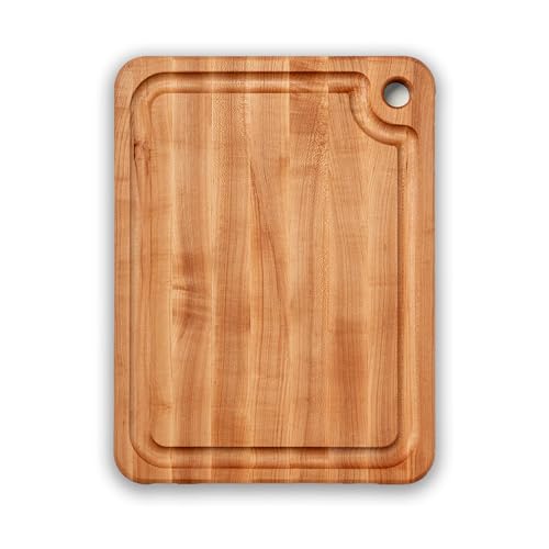 John Boos Prestige Series Rectangular Wooden Maple Cutting Board 20”x15” – 1.25” Thick, 10-lb Reversible Butcher Block with Juice Groove, Edge-Grain & Finger Grip Hole – Made in the USA - size: 20"L x 15"W