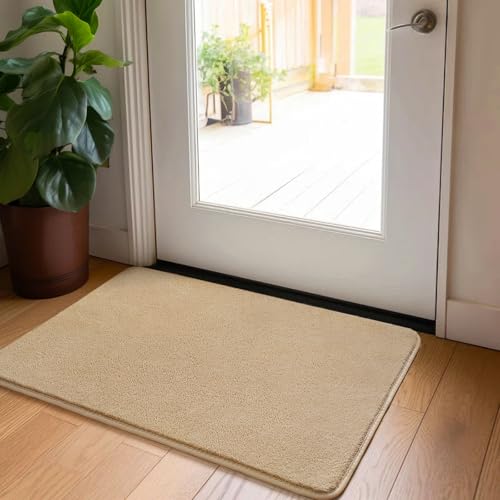 HOMORE 2x3 Small Beige Rug, Soft Memory Foam Rugs for Bedroom College Dorm | Throw Bedside Rug for Kids, Non Slip Washable Rugs for Indoor Entryway Entrance Kitchen - color: Beige, size: 2 x 3 Feet (Rectangular)