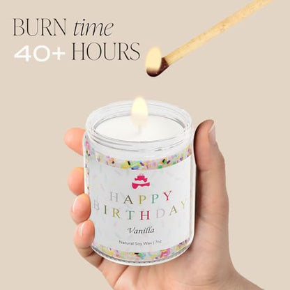Lihome Happy Birthday Candle, Birthday Gifts for Women, Vanilla Soy Candles | Natural soy wax, vanilla scent, birthday decor, unique gift ideas for women, moms, sisters, best friends, teachers, coworkers - size: Birthday(7oz)