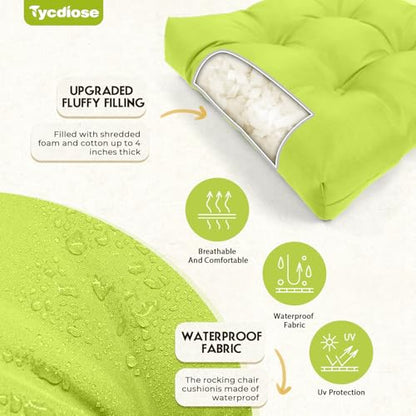 All Weather Wicker Chair Cushions of 3 Pieces, Waterproof Outdoor Wicker Chair Cushion for Patio Furniture Loveseat Settee Bench, 1 Loveseat and 2 U-Shaped Thickened Cushions, Light Green - color: Light Green