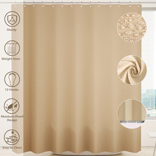 XLHOMO Bathroom Accessories Set - 25PC Bathroom Sets with Shower Curtain and Rugs, Beige Bathroom Set with Trash Can, Soap Dispenser, Soap Dish & Toilet Brush - size: Bath Set+Shower Curtain+Rugs, style: Beige&Silver
