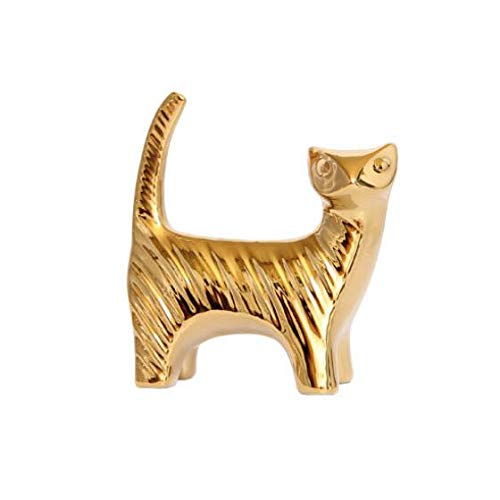 NWFashion Small Animal Statues Home Decor Modern Style Gold Decorative Ornaments (Cat) - color: Cat