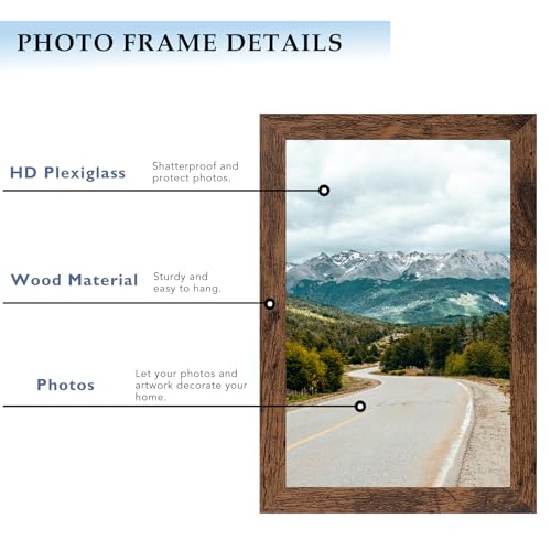5.5x8.5 Picture Frame Deep Brown for Wall Hanging or Tabletop, Wood 5.5 x 8.5 Frame Photo Frame for Wall Horizontally or Vertically, Deep Brown,3 Pack - size: 5.5x8.5 inch