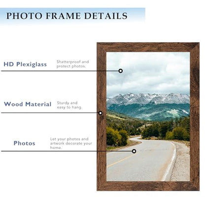 5.5x8.5 Picture Frame Deep Brown for Wall Hanging or Tabletop, Wood 5.5 x 8.5 Frame Photo Frame for Wall Horizontally or Vertically, Deep Brown,3 Pack - size: 5.5x8.5 inch