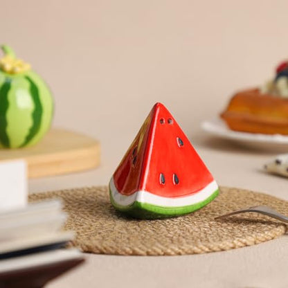 Ceramic Watermelon Shape Salt & Pepper Shakers Set, Hand-Painted Cactus Salt and Pepper Shakers, 2 PCS Set