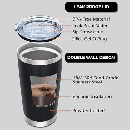 20oz Tumbler with Lid Stainless Steel Tumblers Insulated Mug Black 12P - color: Black