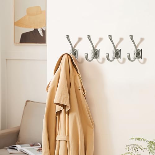 Wall Hooks,5 Pack Coat Hooks Hardware Towel Hooks for Hanging Coats Matte Brushed Nickel Robe Hooks Wall Mounted with Screws for Key, Towel, Bags, Cup. - color: Brushed Nickel
