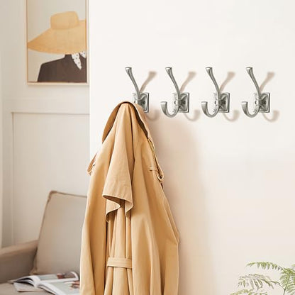 Wall Hooks,5 Pack Coat Hooks Hardware Towel Hooks for Hanging Coats Matte Brushed Nickel Robe Hooks Wall Mounted with Screws for Key, Towel, Bags, Cup. - color: Brushed Nickel