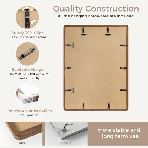 18 x 24 Poster Frame | Solid Oak Wood 24x18 Poster Frame | 18 x 24 Picture Frame With Mat For 16x20 | Tempered Glass And Hanging Hardware Included | Puzzle Frame 18x24 Wood (Walnut, 1 Pack) - color: Walnut, size: 18''x24''-1P