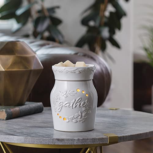 Candle Warmers ETC. Illumination Fragrance Warmer- Light-Up Warmer for Warming Scented Candle Wax Melts and Tarts or to Freshen Room, White Holiday Gather - size: Gather