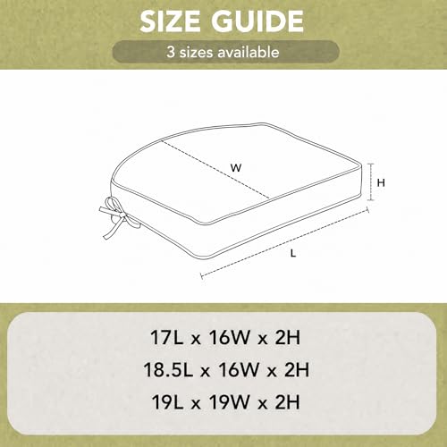 Outdoor Chair Cushions, Fade-Resistant & Water-Resistant, D Shaped Patio Furniture Seat Chair Pads Replacement with Ties, Non-Slip Bottom, Removable Cover, Set of 4, 17 x 16 Inch, Natural - color: Natural, size: 17" x 16" 4 Pack
