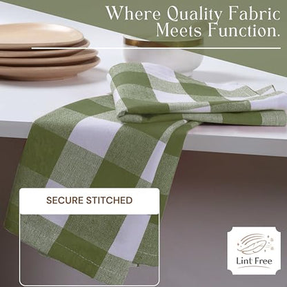 Mint Green and White Buffalo Check Kitchen Towels, 16x26 Inches, 4 Pack, 100% Cotton Dish Cloths, Reusable Hand Towels for Drying Glassware, Cleaning Spills, Farmhouse Plaid Towel - color: Mint Green, size: 16 X 26 - 4 Pack