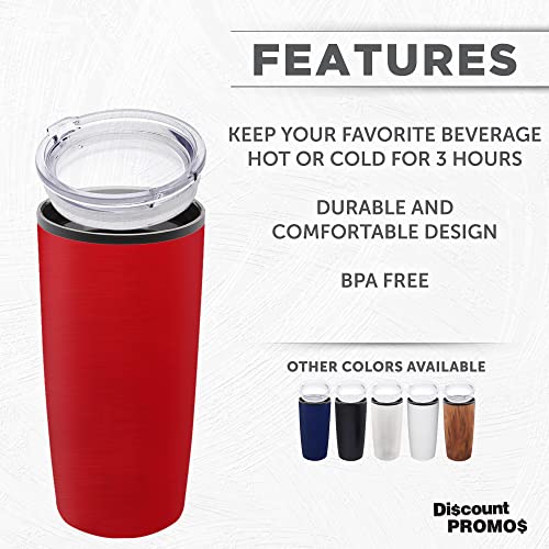 DISCOUNT PROMOS Plastic Tumblers 20 oz. Set of 6, Bulk Pack - With lids, Ice Coffee Tumbler, To Go Cup, Insulated - Red - color: Blank – Red
