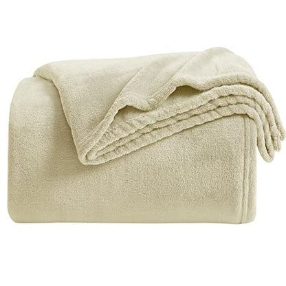 KMUSET Super Soft Throw Blanket Premium Silky Flannel Fleece Throw Size Beige Microfiber Lightweight Blanket All Season Use - color: Beige, size: Throw(50"x60")