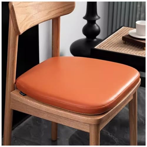 High-Grade Dining Chair Cushion, Leather Seat Cushion, 4cm Memory Foam U-Shaped Chair Pad Waterproof Non-Slip Chair Cushions with Straps(Color:Orange,Size:43 * 42cm) - color: Orange, size: 43*42cm