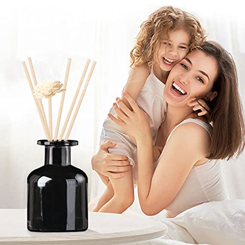 HOSSIAN 150ml/50oz 2 Clear Glass Bottles 2 Glossy Black Bottles Fragrance Diffuser Empty Bottle with 28pcs Reed Sticks for Home Fragrance Accessories (Clear+Black) - color: Clear+black